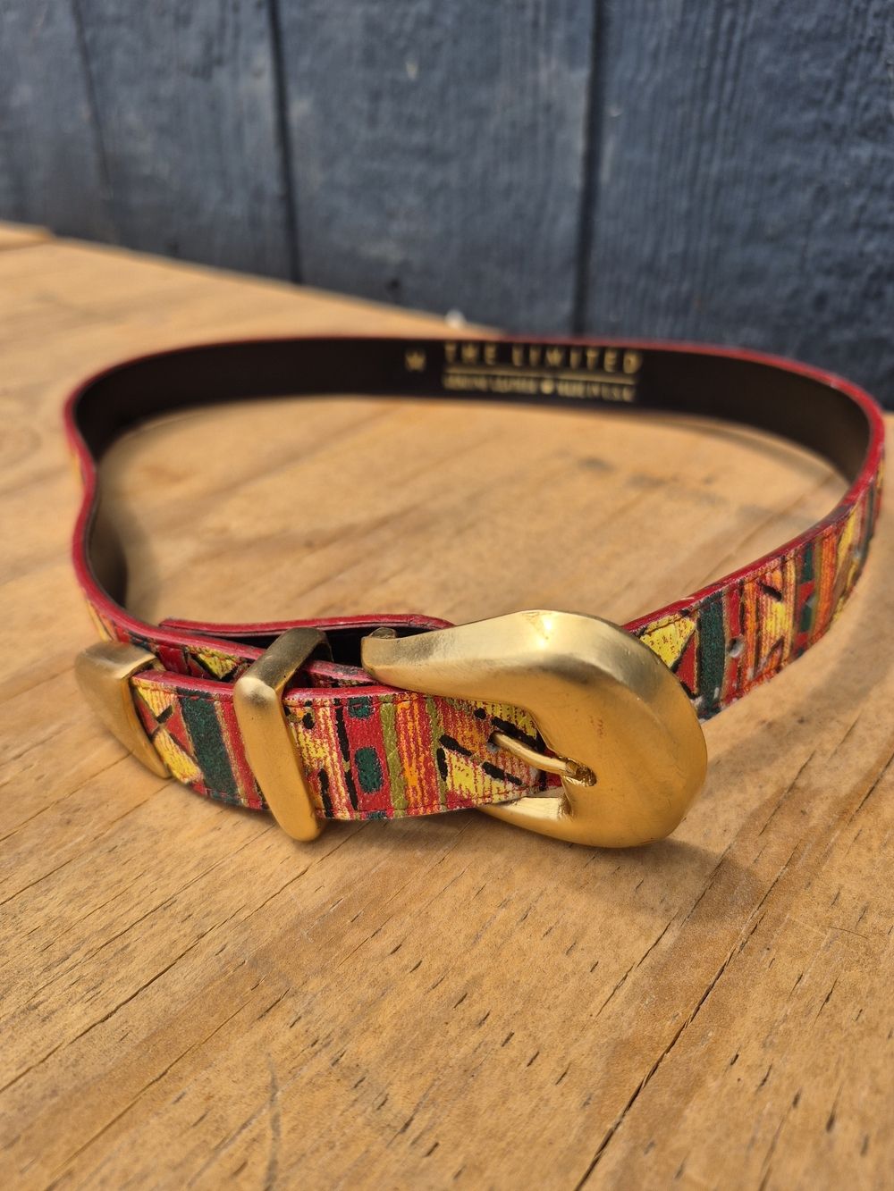 The Limited Multicolor Patterned Women's Belt with Gold Buckle